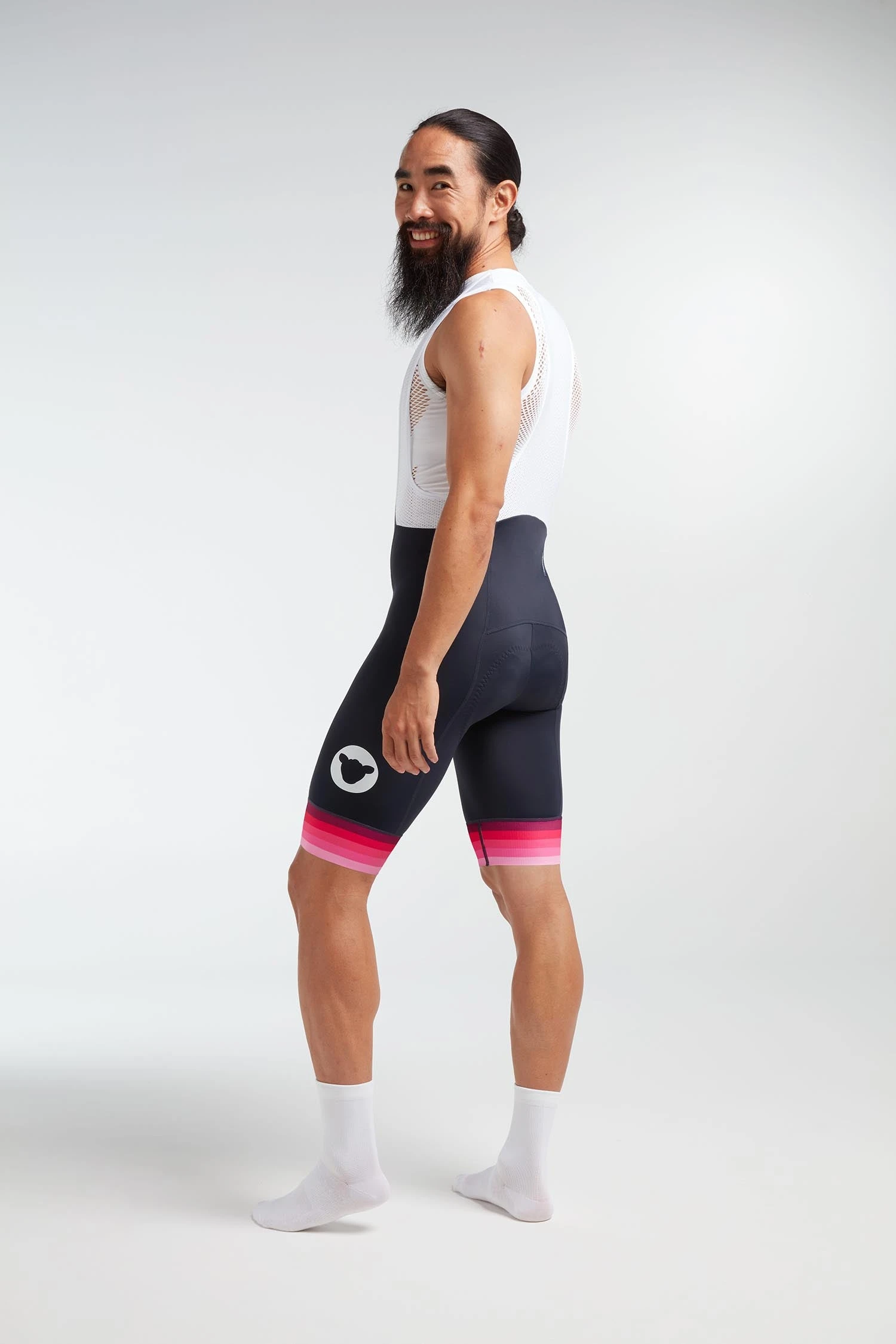 Navy Pink Stripe Essentials Tour Men's Bib 5 Navy Pink Stripe Essentials Tour Men's Bib - Image 3