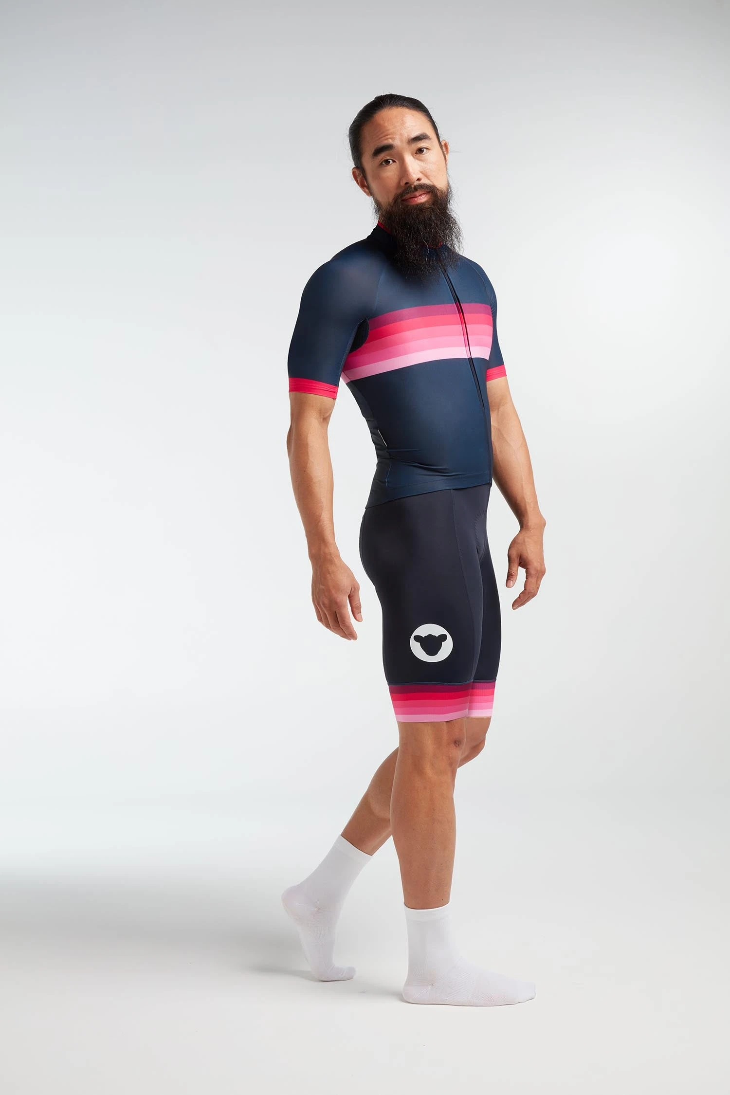 Navy Pink Stripe Essentials TOUR Men's Jersey 3 Navy Pink Stripe Essentials TOUR Men's Jersey