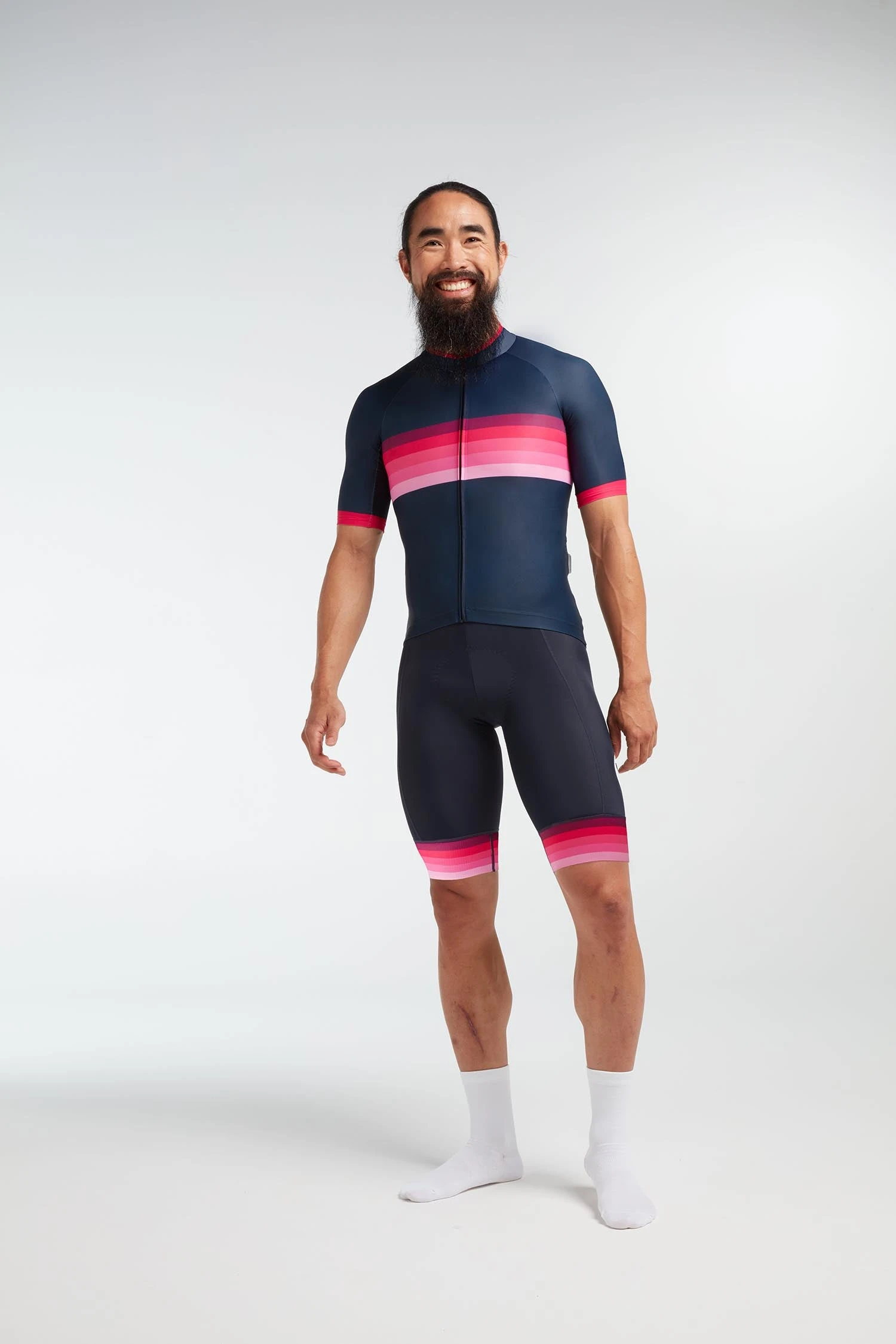Navy Pink Stripe Essentials TOUR Men's Jersey 6 Navy Pink Stripe Essentials TOUR Men's Jersey - Image 4