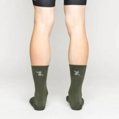 Khaki Signature PLTN Socks -Cycling Clothing Store PelotonDeParis Khaki Signature PLTN CyclingSocks Back VeloVeloSigapore