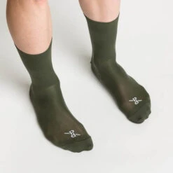 Khaki Signature PLTN Socks -Cycling Clothing Store PelotonDeParis Khaki Signature PLTN CyclingSocks FrontView VeloVeloSigapore