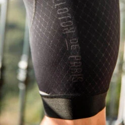 Black Sprinteur Men's Bib -Cycling Clothing Store PelotonDeParis Sprinteur Black Men CyclingBib Detail2 VeloVeloSingapore